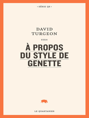 cover image of À propos du style de Genette